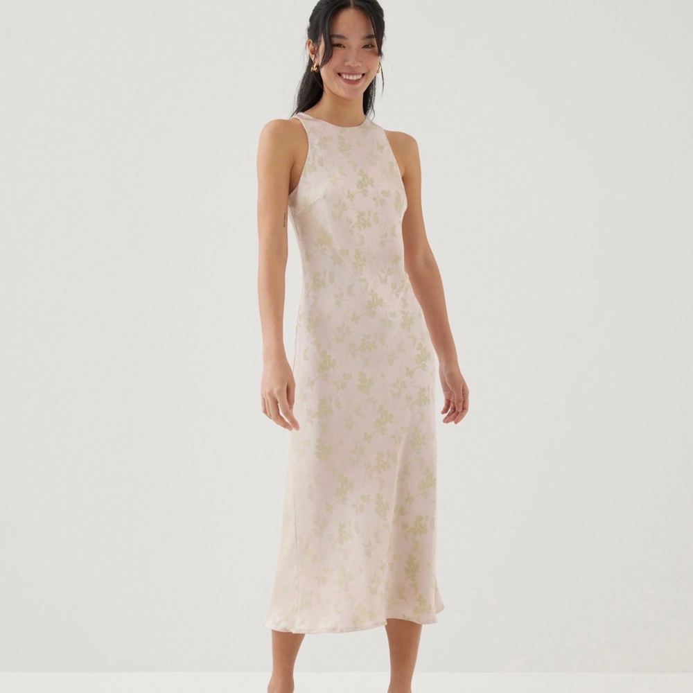 Ila Satin Bias Cut Midi Dress in Opulent Florals Midi Dress